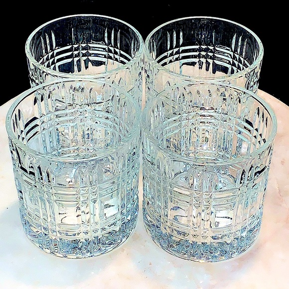 ELLE DECOR TOULOUSE OLD FASHIONED GLASSES SET OF FOUR CRYSTAL - Picture 3 of 7